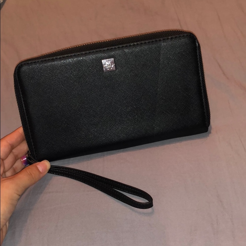 Black zip around wristlet